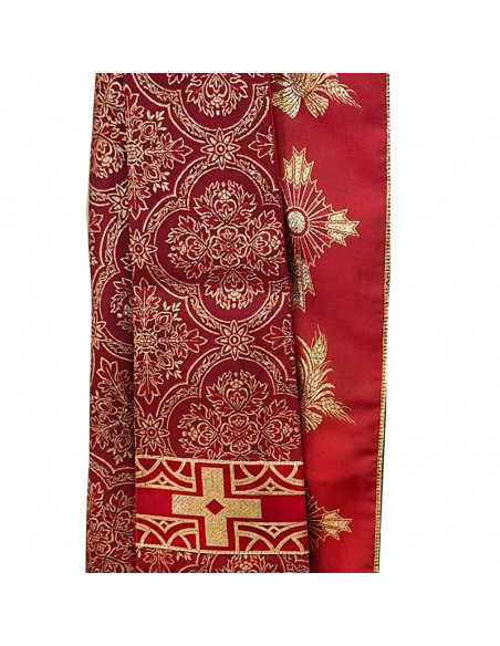 Capa Pluvial Negra Estampada Tipo Damasco Cruces Y Cruz Con Uvas Detras N444 Con Estola