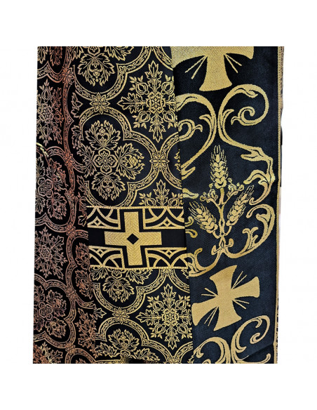 Capa Pluvial Estampada Blanca Tipo Damasco Espigas Y Cruz Rosas Bordadas Detras N441 Con Estola