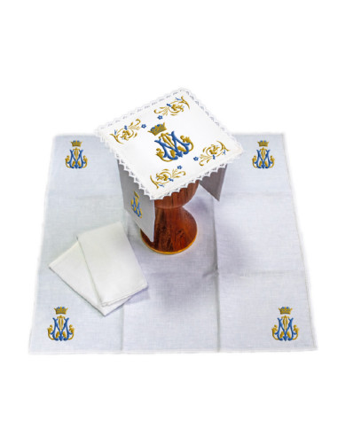 Juego De Altar Lino Bordado Mariano M...