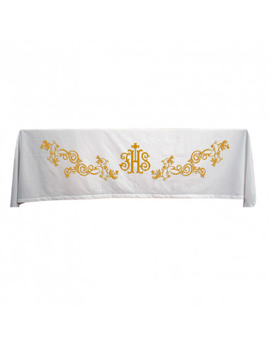 Mantel Altar Bordado 300x165cm JHS con adornos TVA 01 florales dorados