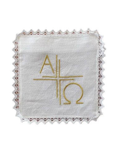 Juego De Altar Lino Bordado Alfa y...