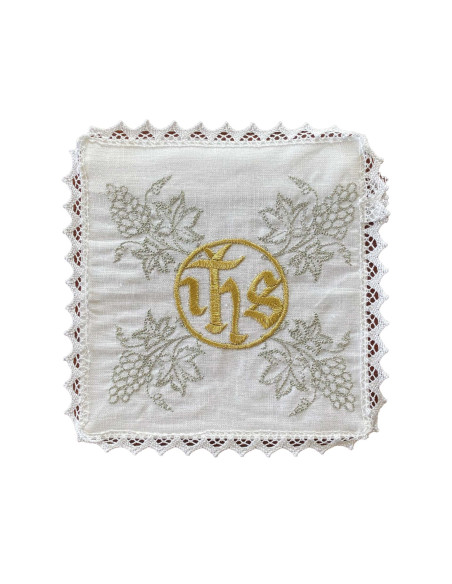 Juego De Altar Lino Bordado IHS con Racimos Bicolor SDM12