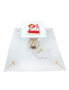 Juego De Altar Lino Bordado...