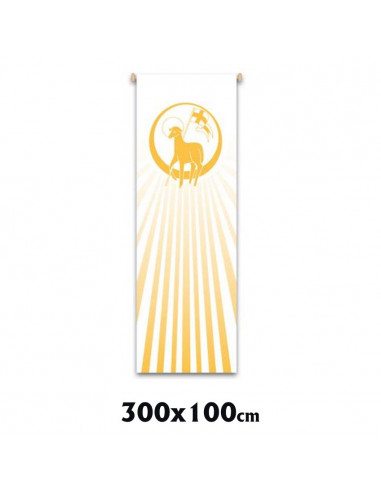 Estandarte Liturgico Blanco Cordero Pascual 300x100cm