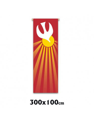 Estandarte Liturgico Rojo Espiritu Santo Pentecostes 300x100cm
