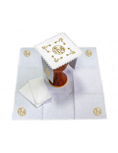 Juego De Altar Lino Bordado...