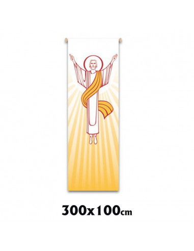 Estandarte Liturgico Blanco Resucitado 300x100cm