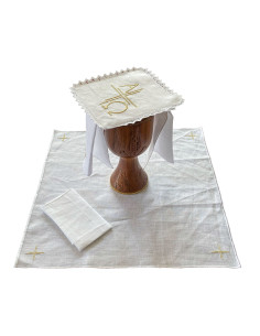 Juego De Altar Lino Bordado...