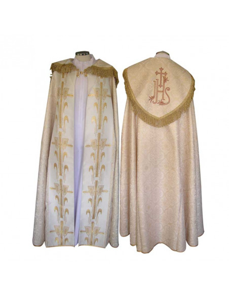 Cubre Ambon Bordado Mariano Tres Flores De Lis Y Corona Arriba Fondo Plateado