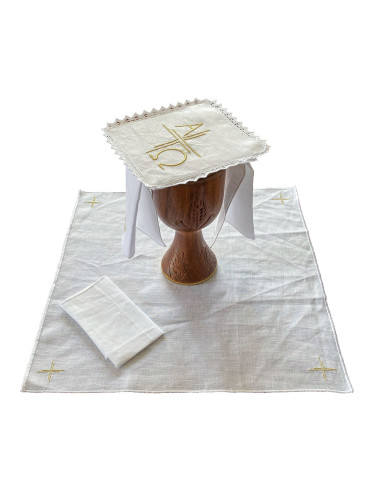 Juego De Altar Lino Bordado Alfa y...