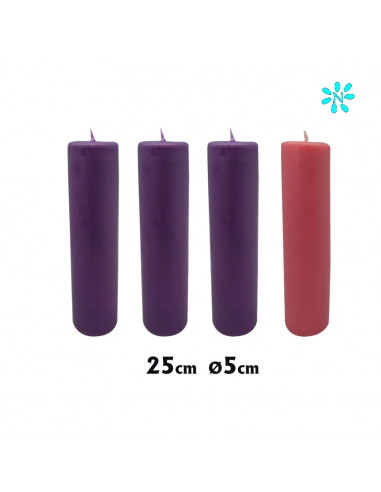 Vela Adviento 50x25 3 Moradas Y 1...