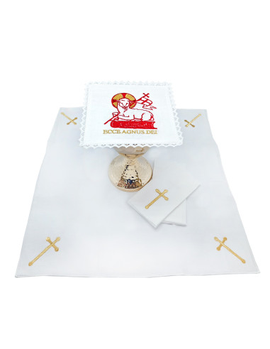 Juego De Altar Lino Bordado Cordero...