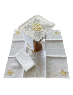 Juego De Altar Lino Bordado...