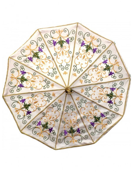 Paraguas Liturgico Bordado Palio Mango De Madera