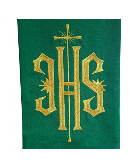 Estola Bordada Jhs Con Cruz Larga A Dos Alturas Verde