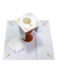 Juego De Altar Lino Bordado...