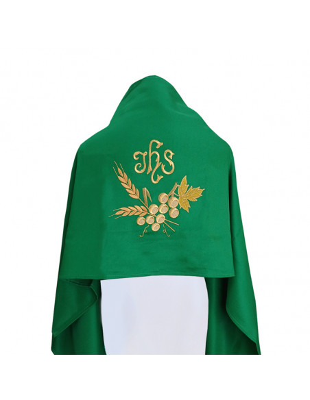 Cubre Ambon Bordado Mariano Tres Flores De Lis Y Corona Arriba Fondo Plateado