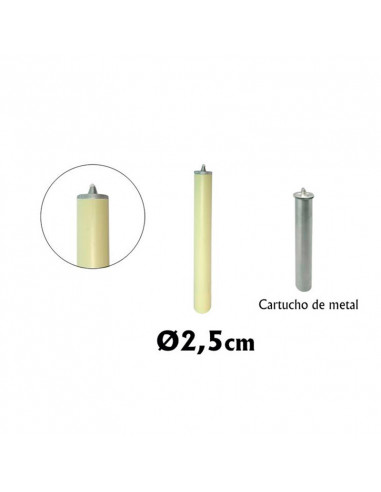 Simil Vela Completo 25x600mm Con Cartucho De Metal