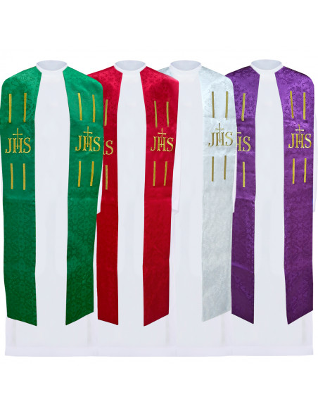 Conjunto 4 Estolas Bordadas Jhs Con Lineas Paralelas Tela Adamascada