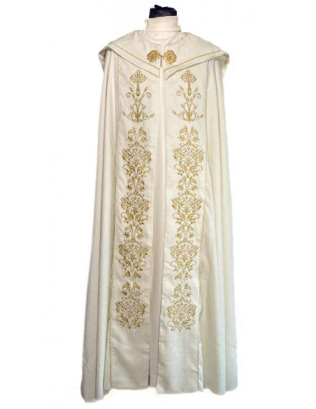 Capa Pluvial Bordada Cruz Con 2 Espigas Y Cenefa Floral