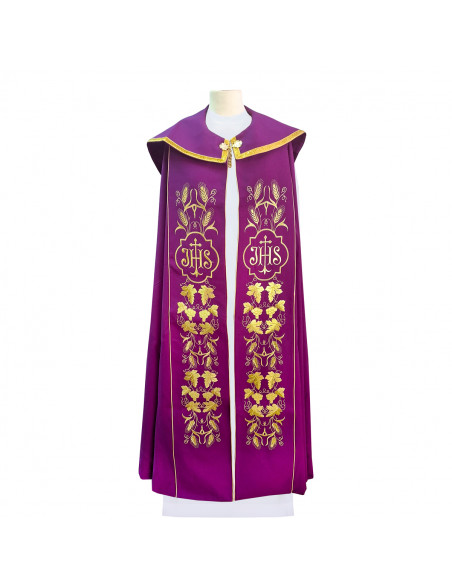 Estola Reversible Morada -Roja Estampada Cruz Griega