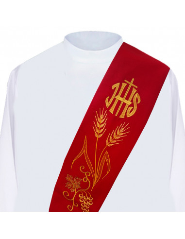 Estola Diaconal Roja Bordada Jhs