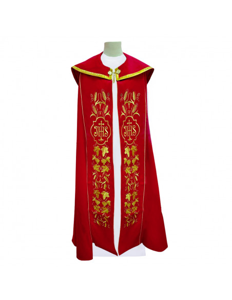 Estola Reversible Morada -Roja Estampada Cruz Griega