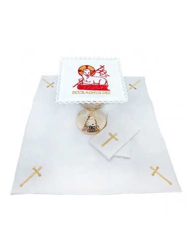 Juego De Altar Lino Bordado Cordero...