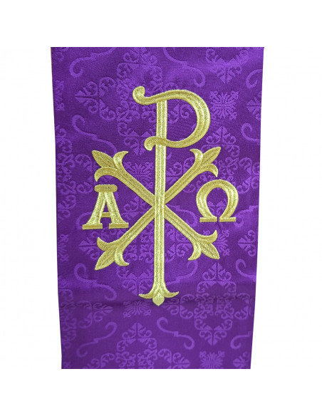 Conjunto 4 Estolas Bordadas Pax Ancho Con Alfa Y Omega Tela Adamascada