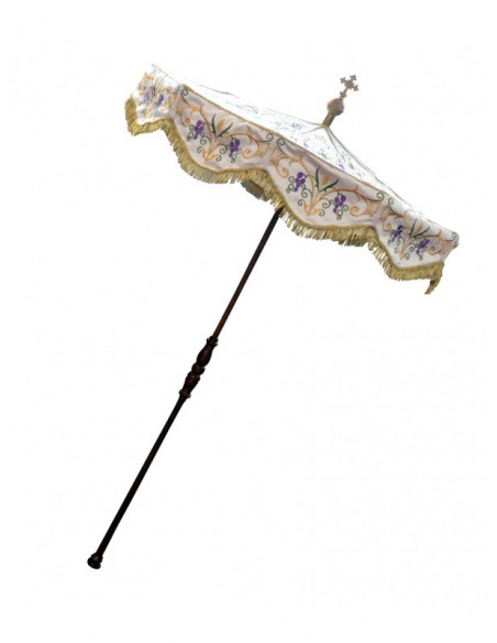 Paraguas Liturgico Bordado Palio Mango De Madera