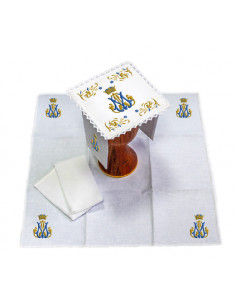 Juego De Altar Lino Bordado...