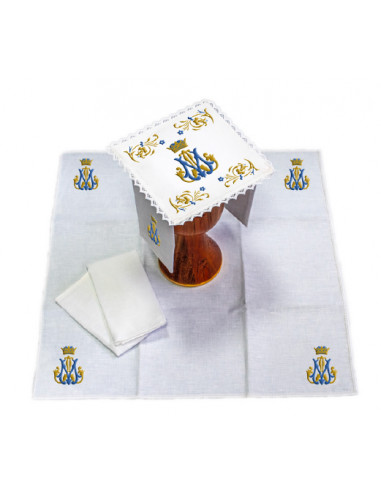 Juego De Altar Lino Bordado Mariano M...