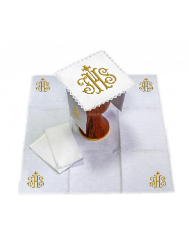 Juego De Altar Lino Bordado Jhs Cruz...