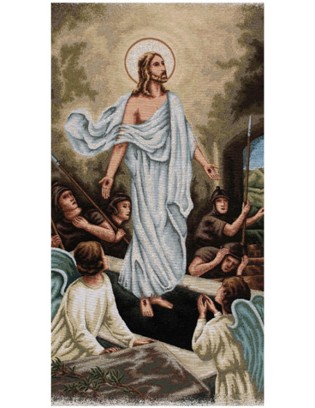 Capa Pluvial Bordada Jhs Con Cruz Larga En Roseton Espigas Y Uvas