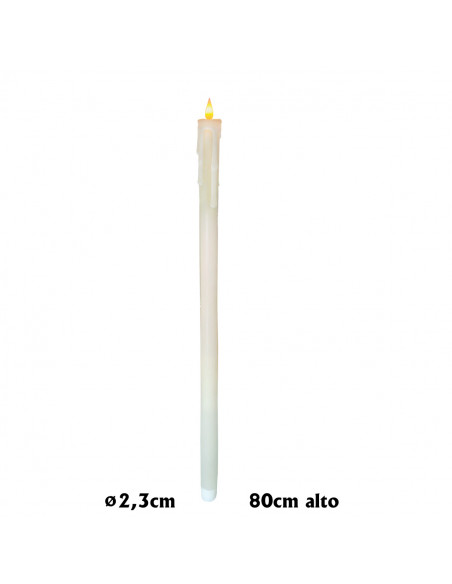 Vela Procesion Led 2.3X80cm Tacto Cera Natural A Pilas No Incluidas