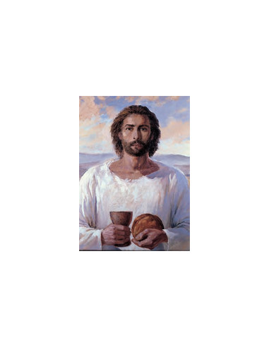 Estampa Con Oracion S-1058/1 Busto Jesus Eucaristia En Los Campos 7x11cm