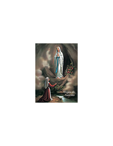 Estampa Con Oracion S-64/1 Virgen Covadonga Fondo Azul 7x11cm