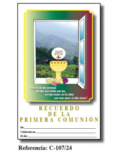 Lamina Primera Comunion 21. 5 X 34cm C-107/21 Tu Eres Pan Que Sacia Jesús Amor