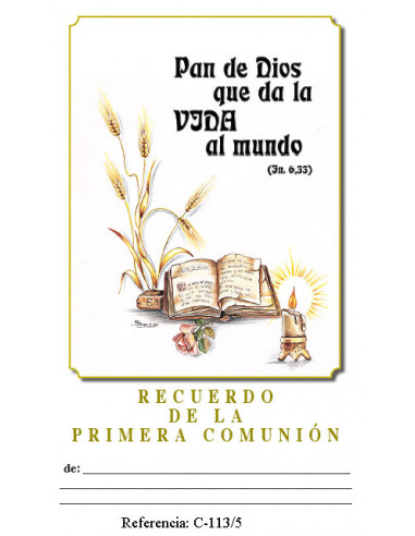 Lamina Primera Comunion 21. 5 X 34cm Al Sol De La Eucaristia C-107/22