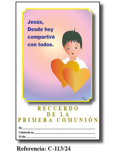 Lamina Primera Comunion 21. 5 X 34cm Hoy Es Un Dia Especial C-107/24