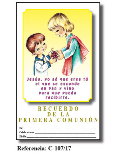 Lamina Primera Comunion 21. 5 X 34cm Jesus Con Niño C-107/17