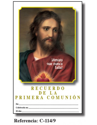 Lamina Primera Comunion 21. 5 X 34cm Jesús Eucaristia C-114/7 Medio Cuerpo