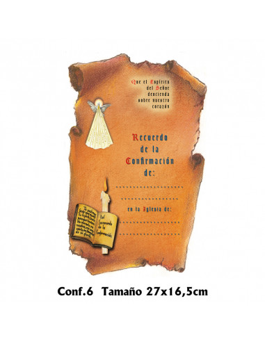 Diploma Confirmacion Mod Conf.6 27x16.5cm Pergamino Con Paloma Que Vuela
