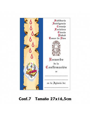 Diploma Confirmacion Mod Conf.7 27x16.5cm Dones Del Espiritu Santo