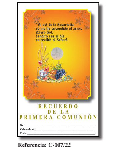 Lamina Primera Comunion 21. 5 X 34Cm...