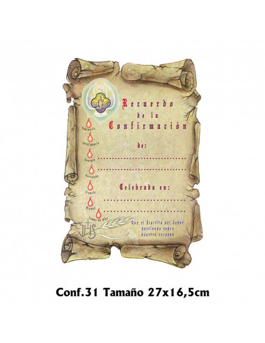 Diploma Confirmacion Mod Conf.35 15.5x15cm Pergamino