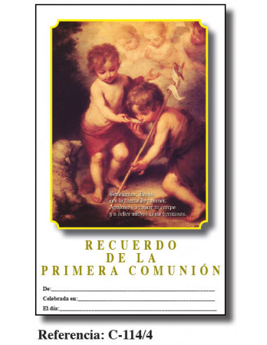 Lamina Primera Comunion 21. 5 X 34cm...