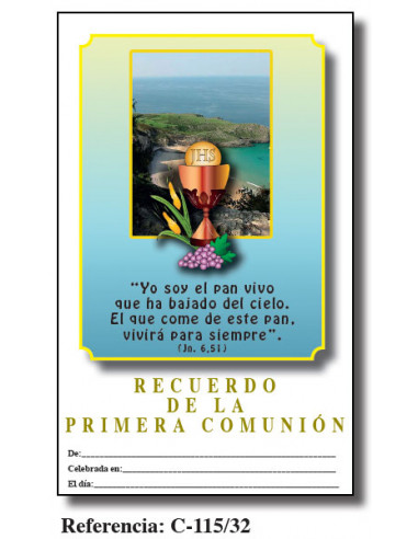 Lamina Primera Comunion 21. 5 X 34Cm...