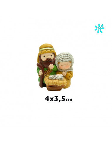 Sagrada Familia Mini 3. 5x3cm Decorada Virgen Velo Rayado Pb