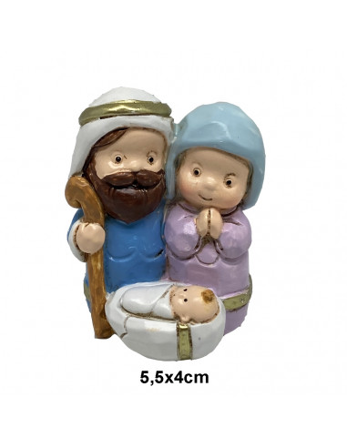Sagrada Familia 5. 5x4cm Decorada Virgen Manos Juntas Y Nino En La Cuna Delante